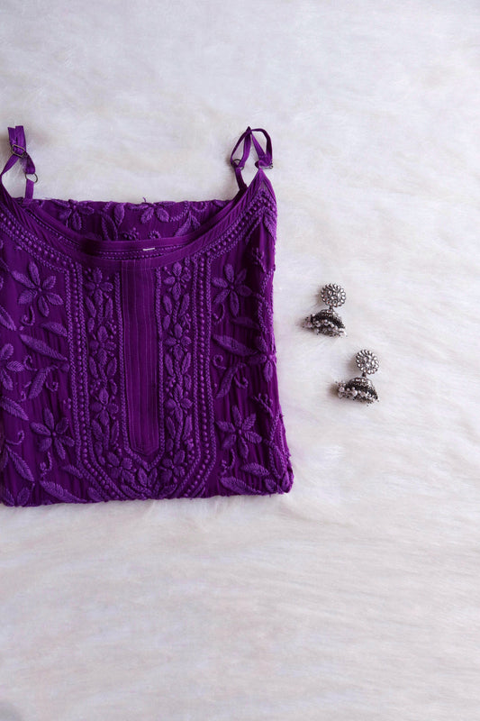 RYANI DEEP PURPLE VISCOSE STRAPPY KURTA