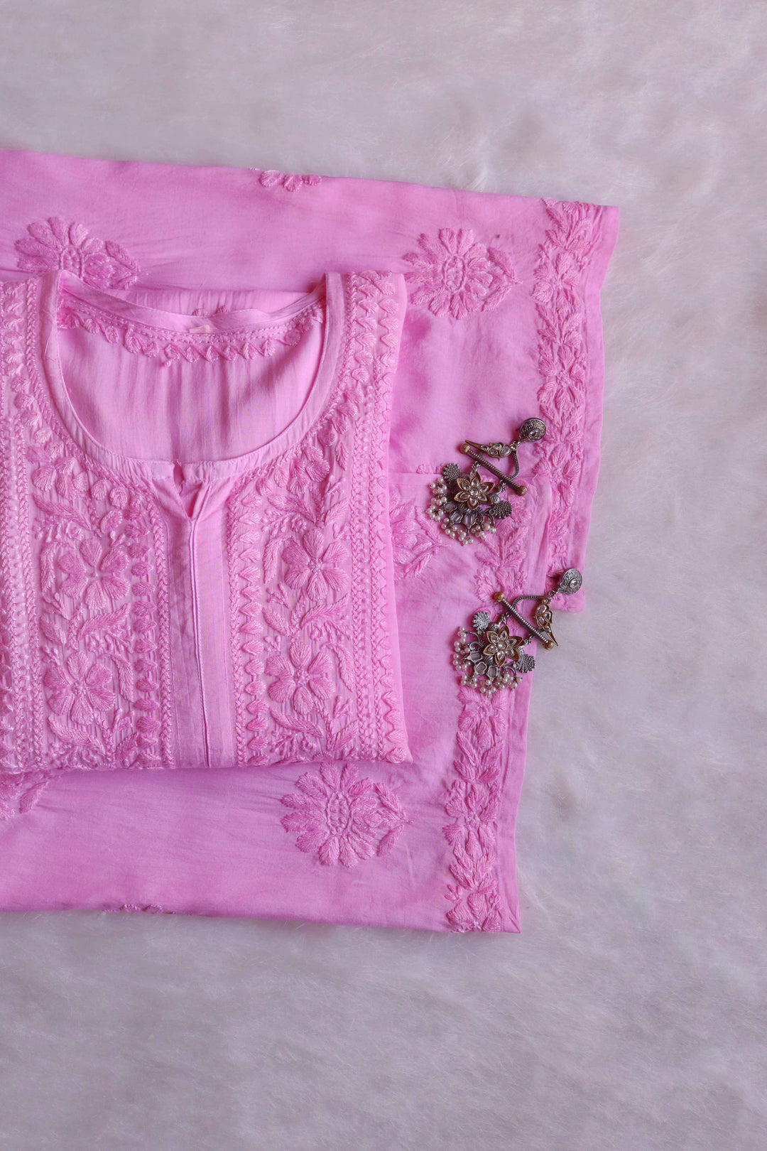 AVANI BABY PINK RAYON KURTA PANT SET