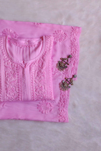 AVANI BABY PINK RAYON KURTA PANT SET