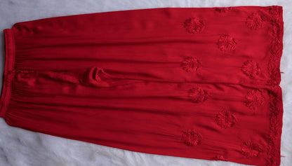 AVANI RED RAYON KURTA PANT SET