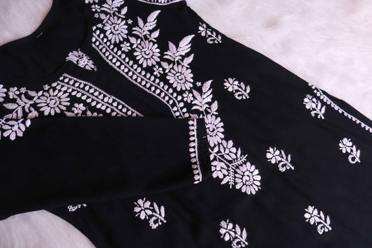 GUL BLACK RAYON KURTA PANT SET