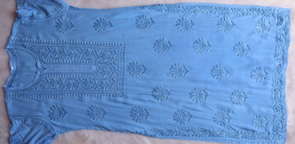 AVANI ICE BLUE RAYON KURTA PANT SET