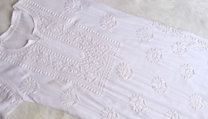AVANI WHITE RAYON KURTA PANT SET
