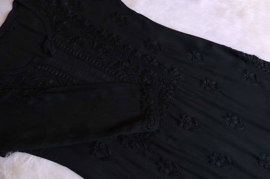 HEENA BLACK RAYON KURTA PANT SET