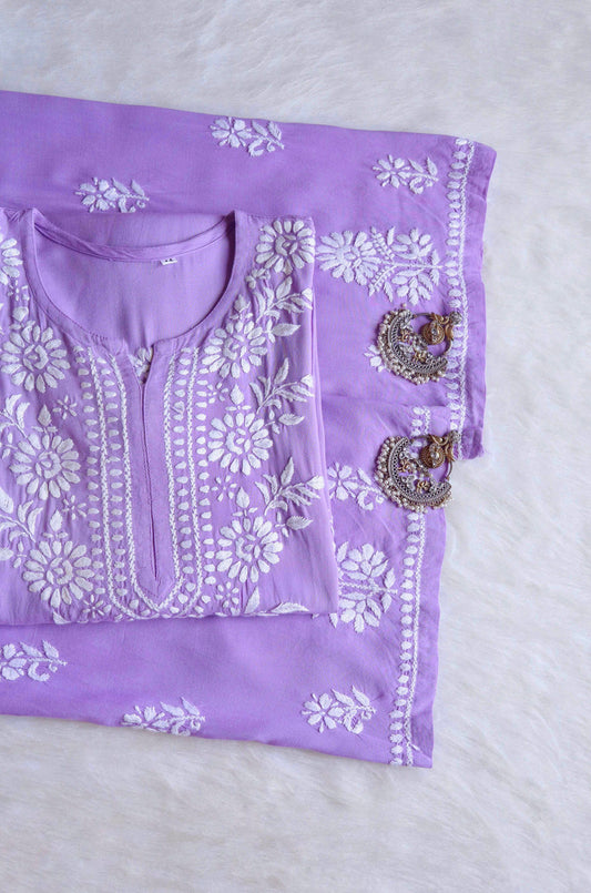 GUL LAVANDER RAYON KURTA PANT SET