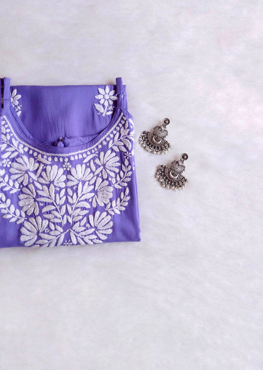 EIRA PURPLE SLEEVELESS RAYON KURTA