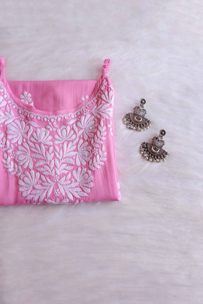 EIRA BABY PINK SLEEVELESS RAYON KURTA