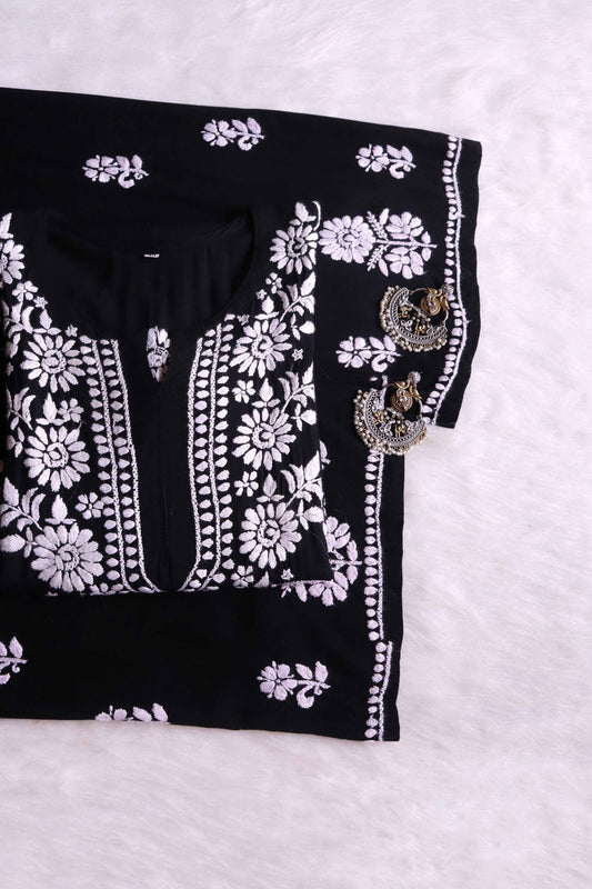 GUL BLACK RAYON KURTA PANT SET
