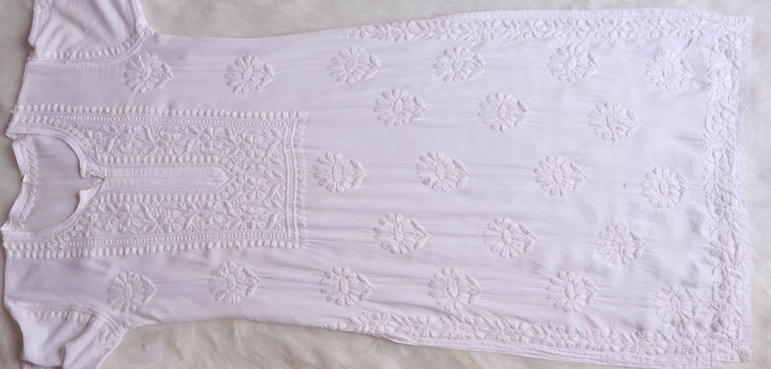 AVANI WHITE RAYON KURTA PANT SET