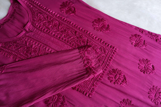 AVANI DEEP PINK RAYON KURTA PANT SET