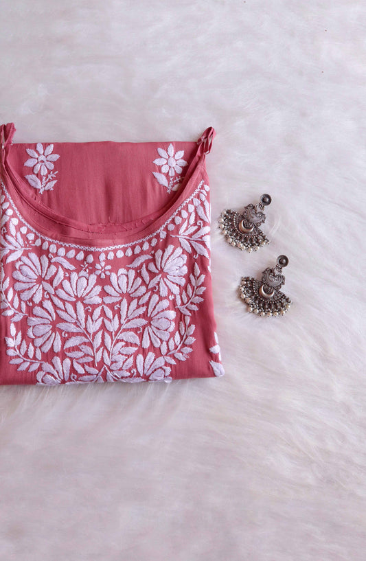 EIRA MAUVE PINK SLEEVELESS RAYON KURTA