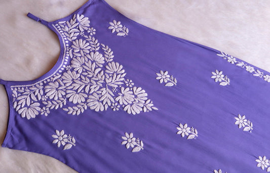 EIRA PURPLE SLEEVELESS RAYON KURTA