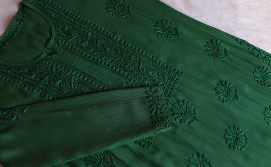 AVANI DEEP GREEN RAYON KURTA PANT SET