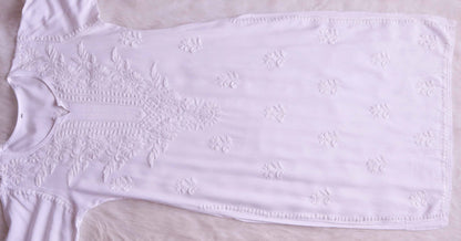 GUL WHITE RAYON KURTA PANT SET