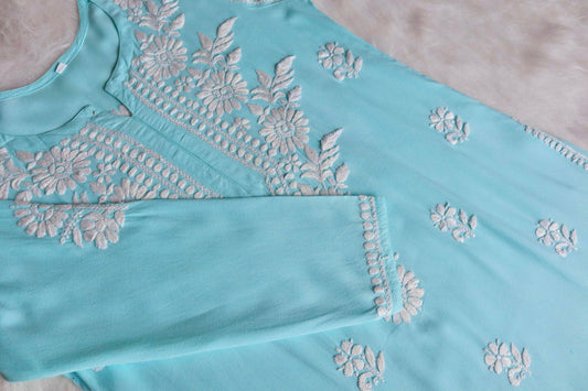 GUL MINT GREEN RAYON KURTA PANT SET