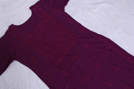 HEENA PURPLE  RAYON KURTA PANT SET