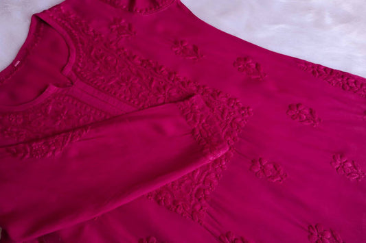 HEENA RANI PINK RAYON KURTA PANT SET
